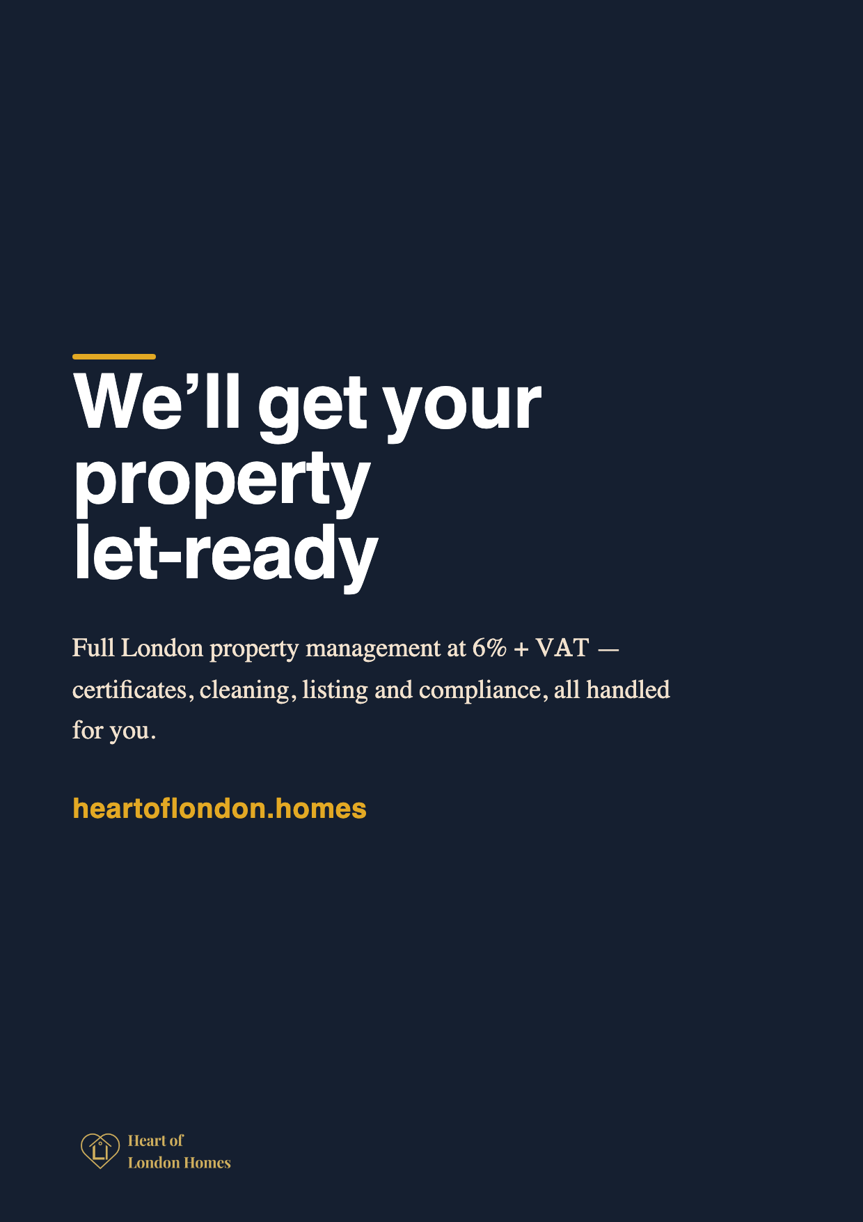 Heart of London Homes — full London property management at 6% plus VAT.