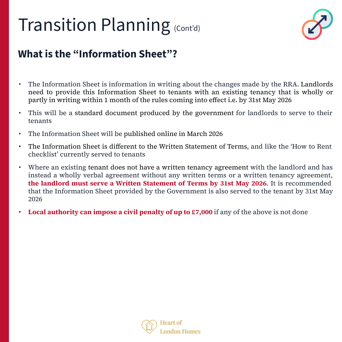 Information Sheet: landlords must serve the government Information Sheet to existing tenants by 31 May 2026